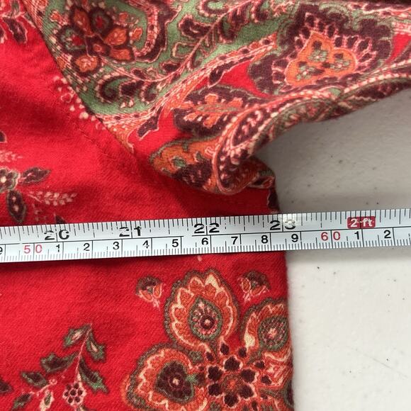 Lauren Ralph Lauren Womens Red Paisley Sleep Shirt Chest Gold Emblem Sz L Prepp - Picture 10 of 12